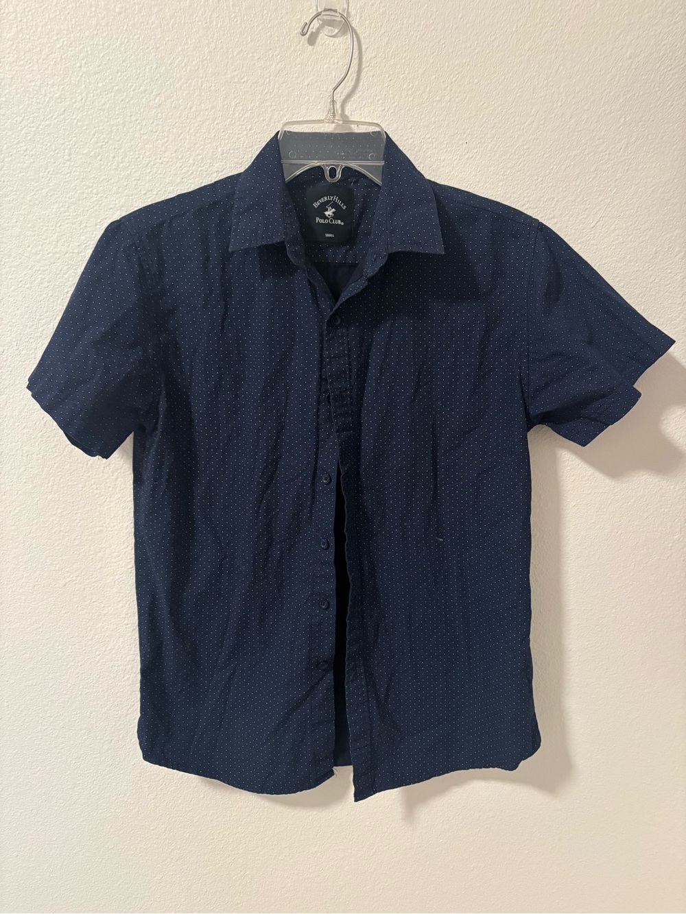 Beverly Hills Polo Club Men’s Navy Short-Sleeve Button-Down Shirt